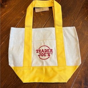 NWT Trader Joe's Mini Canvas Tote Limited Edition yellow